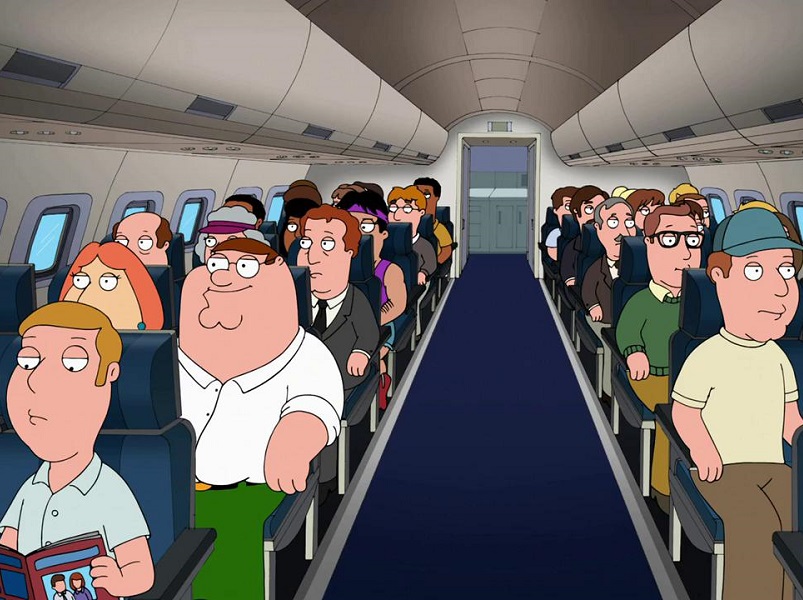 полные пассажиры в самолете